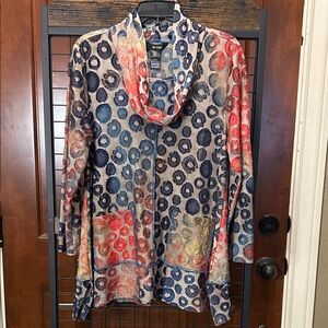 Ali Miles Vibrant Cowl Neck Tunic Top Size Medium sku#163